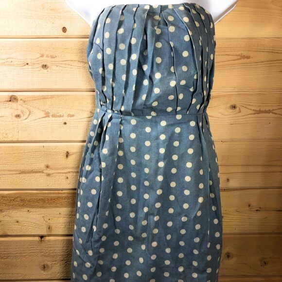 Line & Dot Strapless Polka Dot Denim Dress - Picture 2 of 7